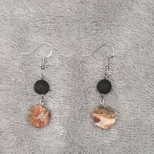 Hexagonal Stone Drop Earrings